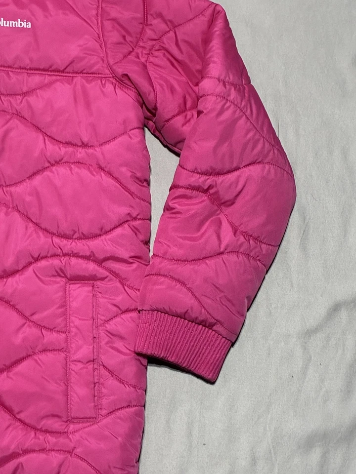 Columbia Chaqueta Niñas XL 18/20 Capucha Acolchada Puffer Abrigo de Invierno Forrado de Vellón Foto 4 de 4