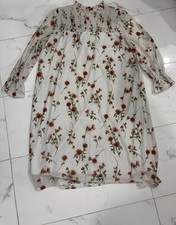 Sheer White Floral Smocked Yoke Dress
