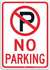 Reflective No Parking Sign, 14x10 Inches, Durable Aluminum, Weather Resistant