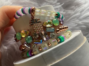 Authentic Pineapple Radiance: 4 Rose‑Gold Plated Summer Bracelets