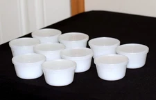 VTG GLASBAKE MILK GLASS RAMEKINS/CUSTARD/DESSERT CUPS W/LIDS LOT OF 10