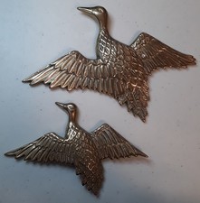 Lot Of 2 Brass Flying Ducks , Wall Hangers
