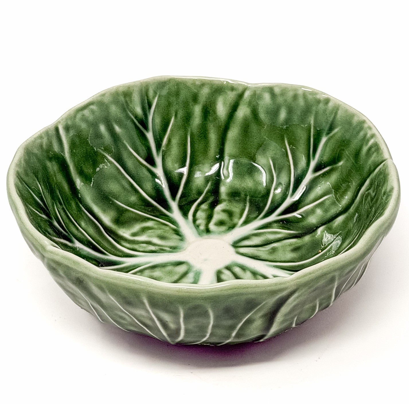 Southern Living Portugal Cabbage Leaf Trinket Bowl Green Earthenware