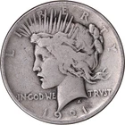 1921 $1 Peace Silver Dollar ~ VG
