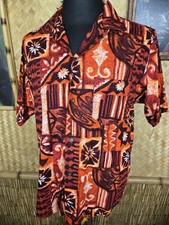 Vintage Hawaiian Surf Brand Barkcloth Aloha Shirt m1253