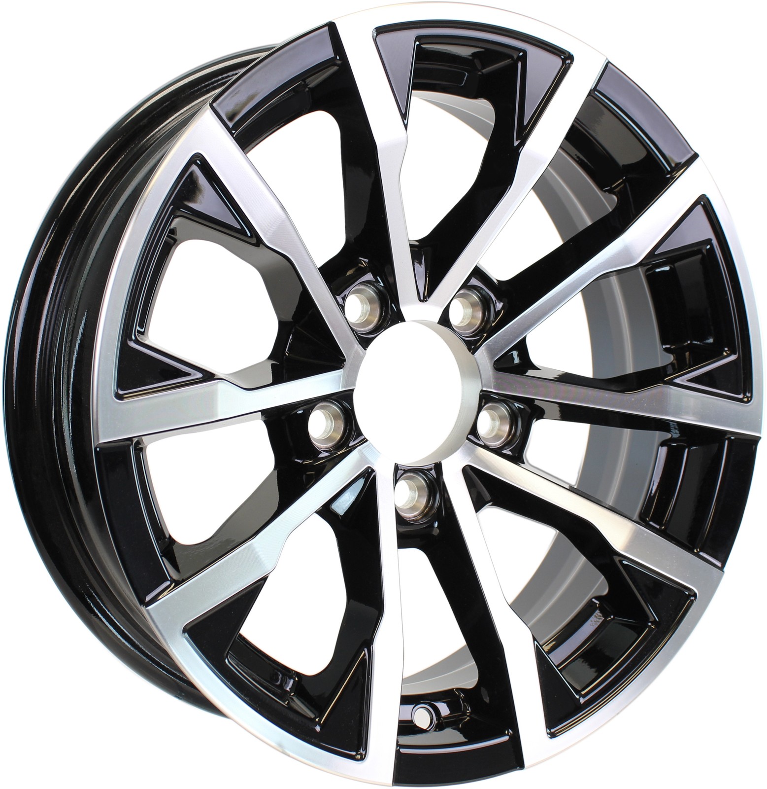 eCustomrim 2-Pk Aluminum Trailer Wheels 15X5 15" 5 Lug 4.5 Center Edge Black Rim