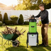 Electric Wood Chipper 2800W Garden Shredder w/ 45mm Cutting Diameter