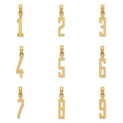 10k Gelbgold Hochglanzpoliert Mittelgroß | Schmale Blockschrift 1 bis 9 Zahlen Charm