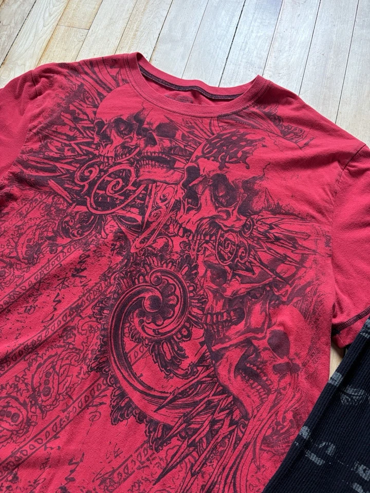 Camiseta De Colección Y2K MMA Elite Manga Larga Térmica En Capas Grunge Gótico Patín Para Hombres XL Foto 2 de 4