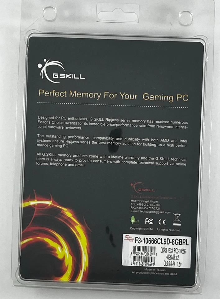 F3-10666CL9D-8GBRL G Skill 8GB Kit (2 X 4GB) PC3-10600 DDR3-1333MHz non-ECC DIMM - Image 2 of 2