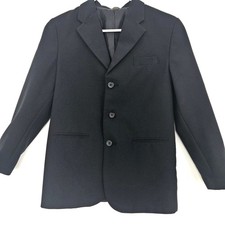 Boys Black Lined Suit Jacket Polyester Blazer Size 12 Regular Boy Proof