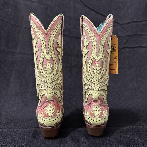 Corral Sz 6.5 Ladies Lime Green Neon Overlay Fluorescent Embroidery Boots C3971 - Picture 7 of 10