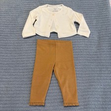 Carter  s-Girl-3 Months-Set-White Cardigan/Mustard Yellow Pants, Knit, Ruffle