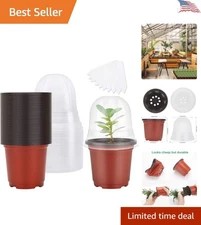 4" Transparent Plant Nursery Pots with Humidity Dome - 30 Sets, Includes Labels