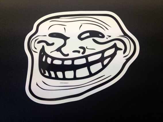 Trollface Sticker SMALL (66x55mm) meme coolface Troll Face