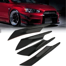 4pc Glossy Black Car Bumper Fin Canard Splitter Diffuser Valence Spoiler Lip ABS