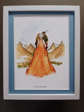 Oliver Preston Skiing 'Love At First Sight' print FRAMED