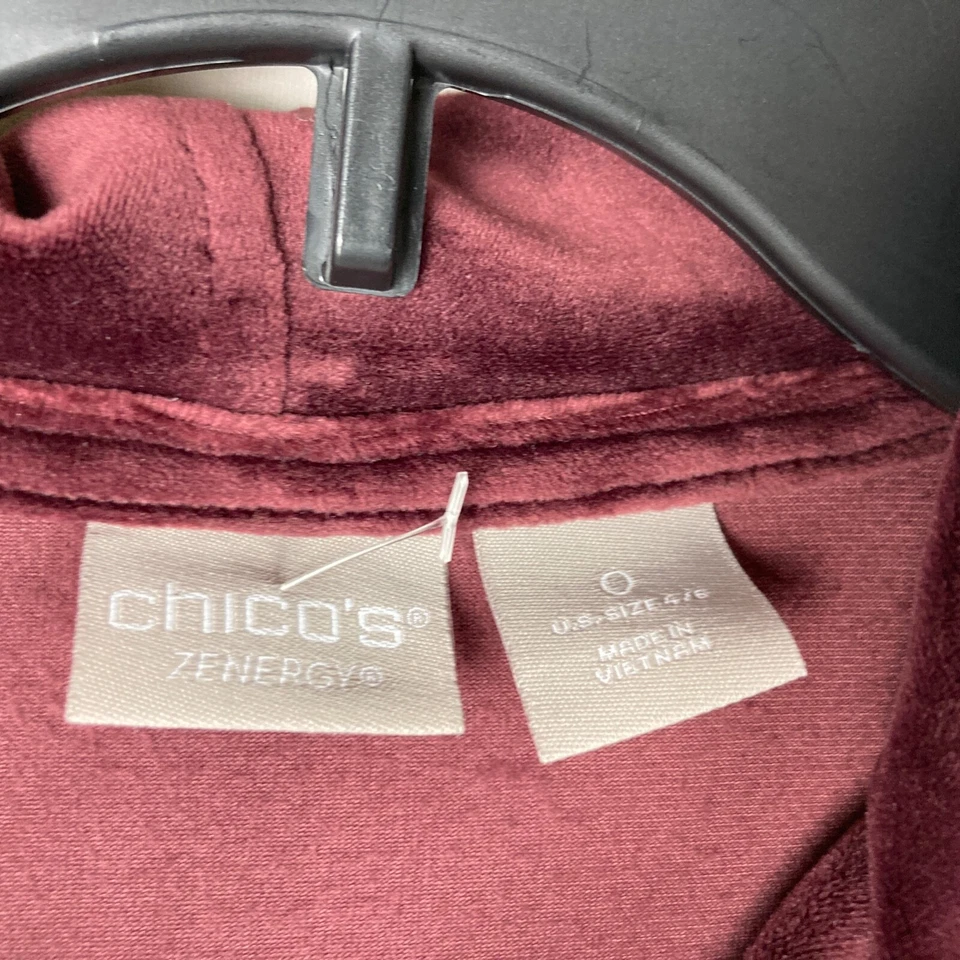 Chicos Zenergy Sudadera con Capucha Mujer S 0 Rojo Terciopelo Cremallera Completa Con Capucha Broches Laterales Sólidos Foto 4 de 4