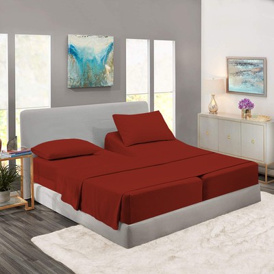 5 Pieces Split Sheets Sets For Adjustable Beds 1000 TC 100/% Cotton Ivory Solid
