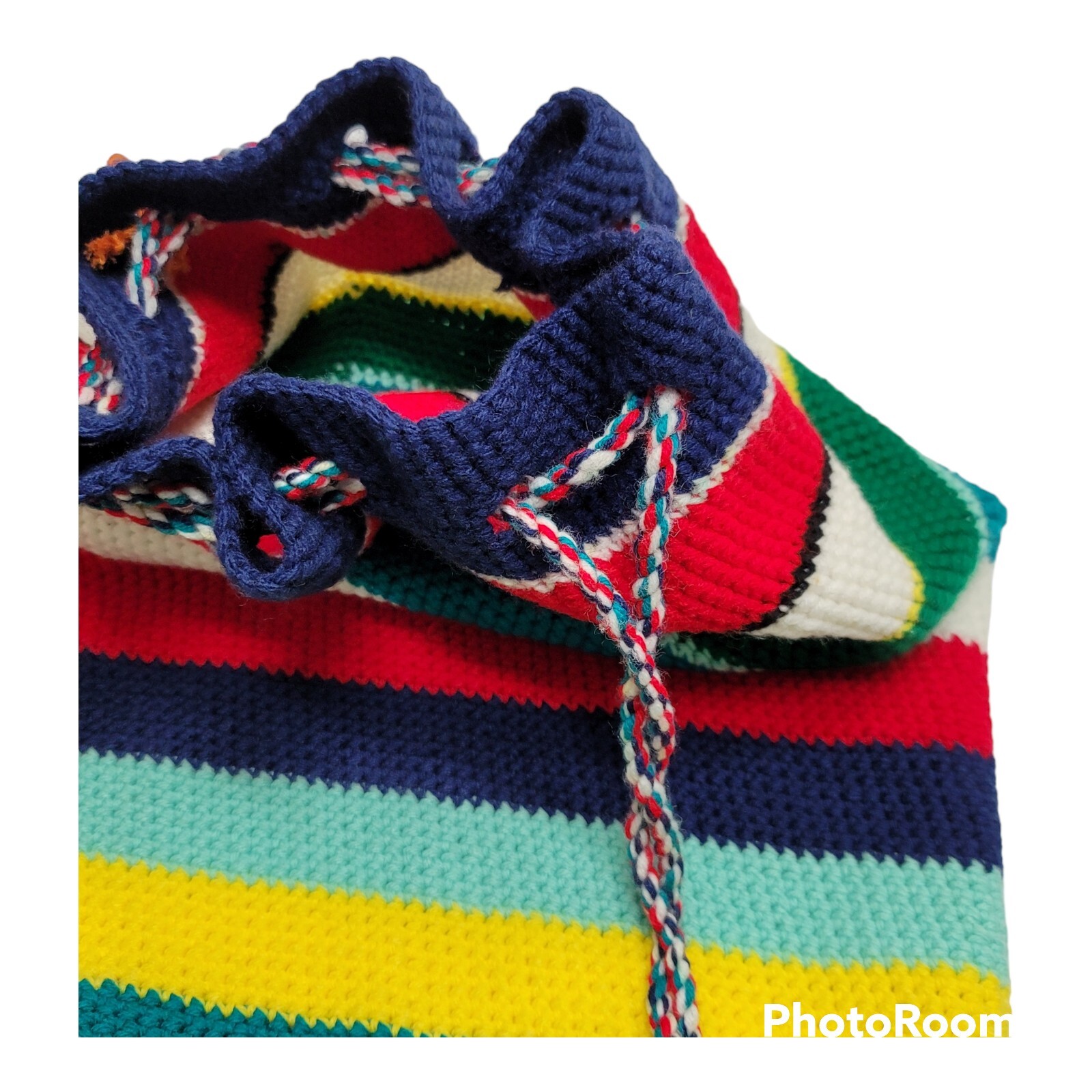 Crochet Boho Colorful Drawstring Backpack Muticol… - image 6