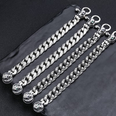 Mens Solid 925 Sterling Silver Cuban Link Chain Bracelet 13mm wide Xmas Gift