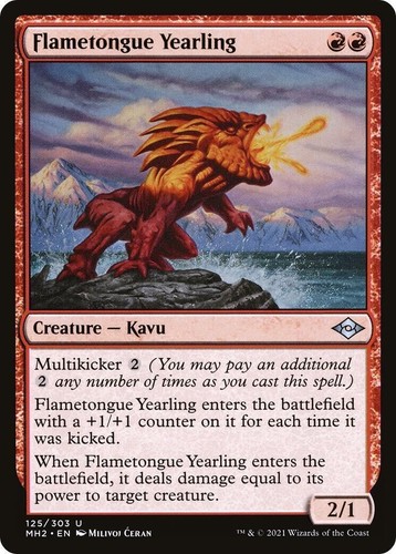 MTG Magic the Gathering Flametongue Yearling (125/303) Orizzonti Moderni 2 quasi nuovo - Foto 2 di 6
