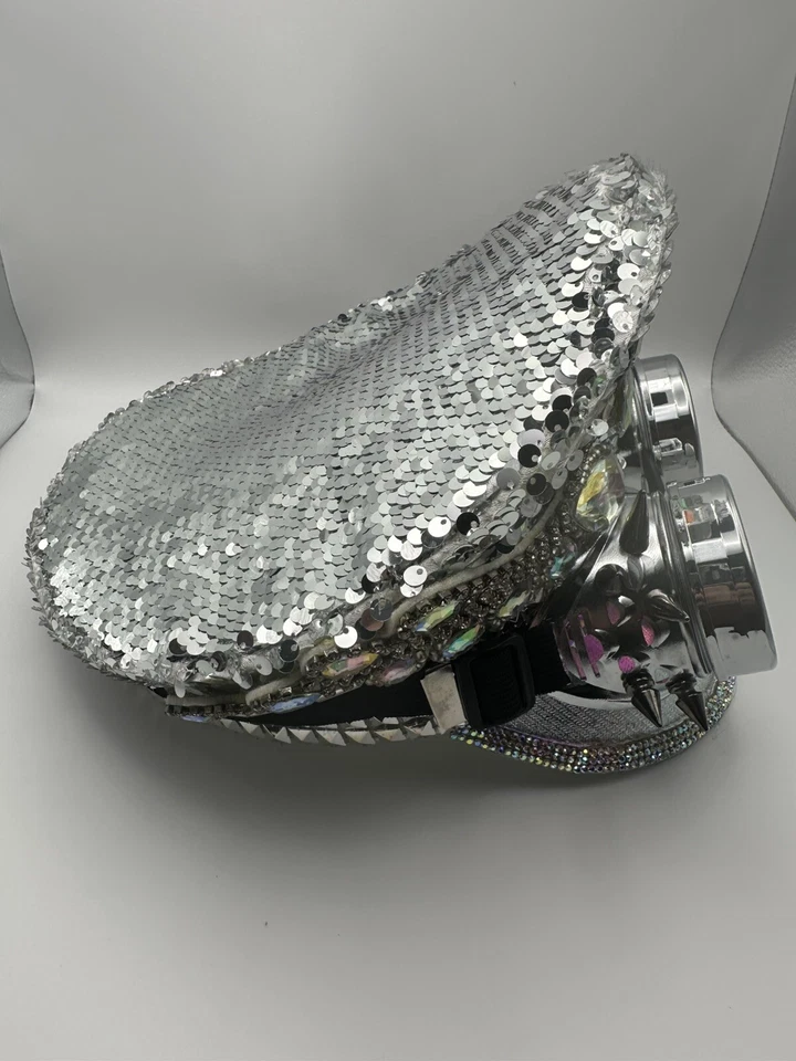 Lentejuelas Adulto Fiesta Rave Halloween Disfraz Adulto Talla Adulto Sombrero Foto 3 de 4