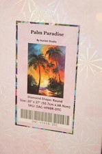 Diamond Art Club DIY Round Kit PALM PARADISE Florida Beach Tree Sunset SOLD OUT
