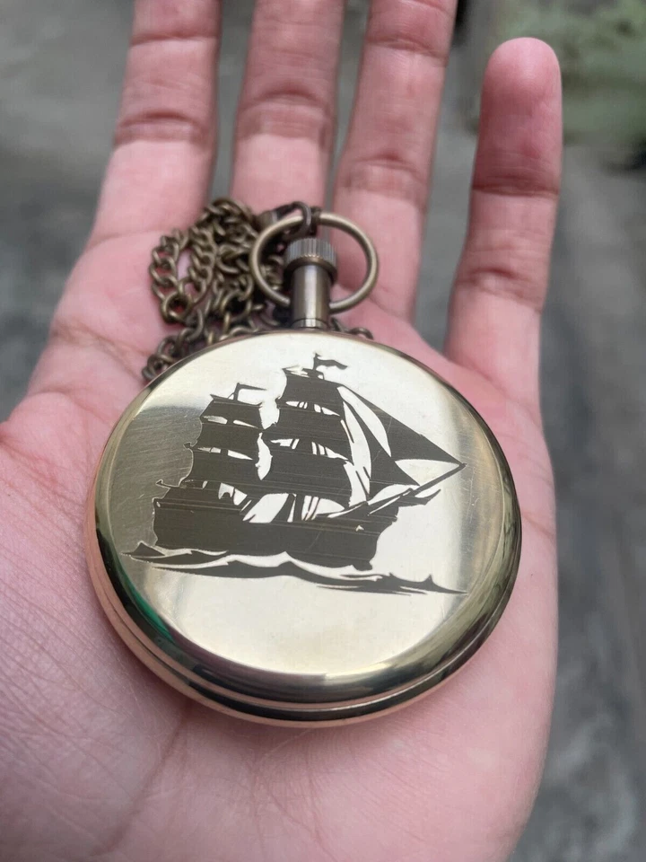 古董黄铜表盘怀表高级船舶计时器泰坦尼克号怀表 — 第 4/4 张图片