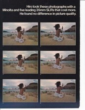 1977 Minolta SRT-201 Camera 2 pg Print-Ad/ Nude Woman in Desert/ Hiro