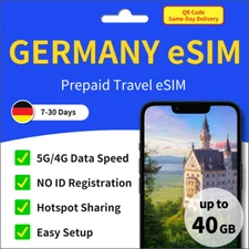 [ SIM ] Germany Travel eSIM 40 GB / 7-30 Days 5G 4G ✨Same-Day Delivery