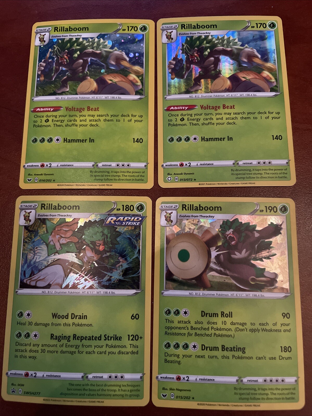 Pokemon Card Lot 4 Card Lot Rillaboom 014/202 (2) 013/072 015/202 SWSH277