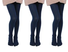3-Pack Girls Microfiber Tights Multiple Colors Navy 4-6