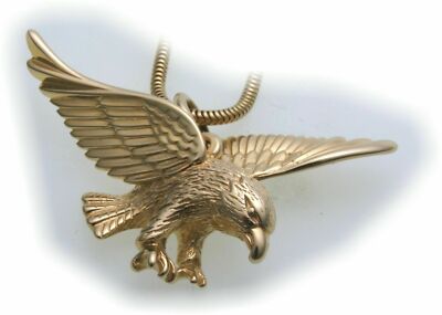 Pendant Eagle Large Real Gold 585 Bird 14kt Quality of Prey Yellow Unisex