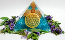 EMF Protection Flower of Life Natural Orgone Aura Energy Pyramid Crystal Orgone 