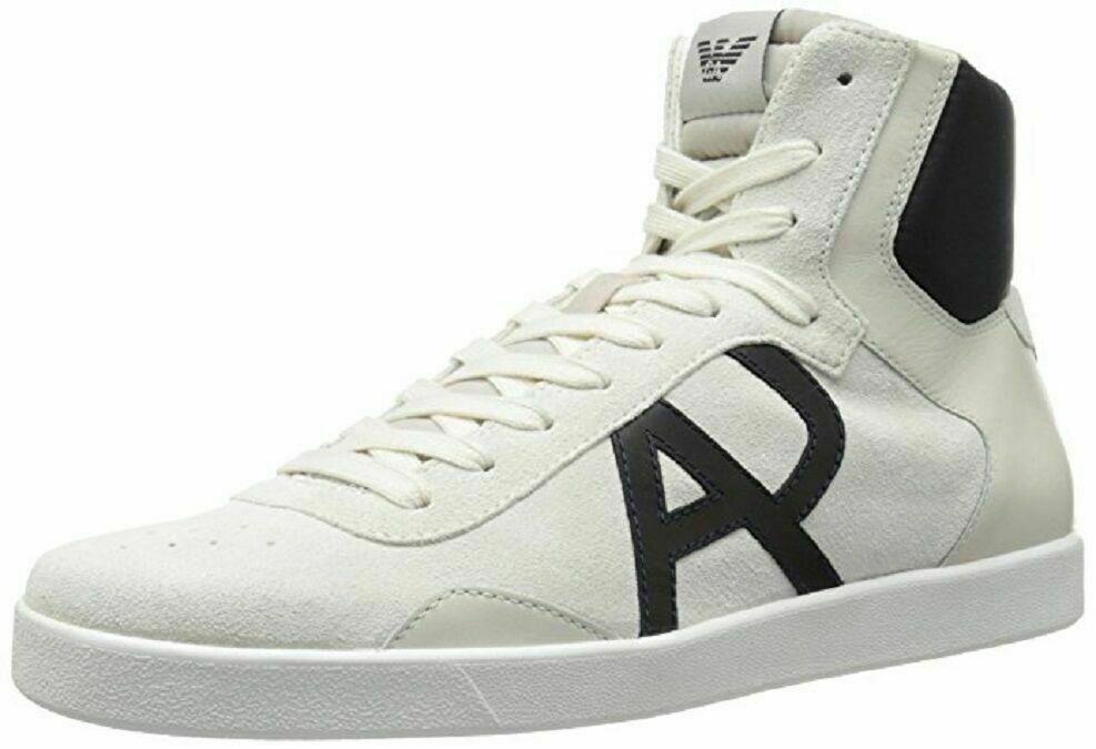 Armani Jeans Men's Classic AJ Logo High Top Sneakers White US 8 EU 41