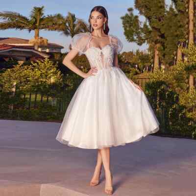 where can i sell my used bridesmaid dress White Short A-line Sweetheart Tulle Tea Length Wedding Dresses