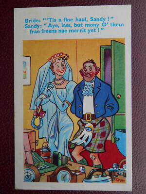 Canny Bride elender Bräutigam Hochzeitsgeschenke - TROW schottischer Volksmund Comic um 1950