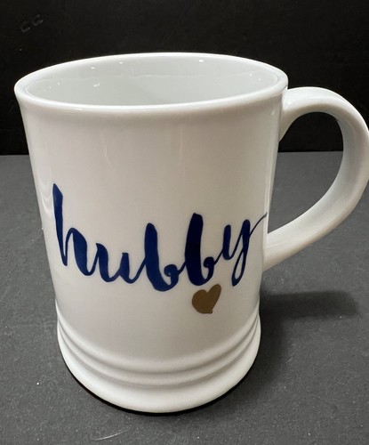 Hubby & Wifey Kaffeetassen Gold Herzen Fransen Studio weiß 12 Unzen EUC Paar - Bild 3 von 7