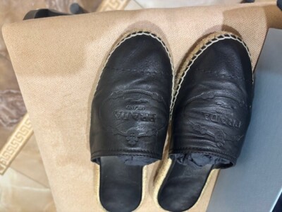 Prada Calzature Donna Leather Slides 37 Authentic Guaranteed | eBay