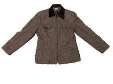 Women Tweed Blazer Jacket Herringbone VTG Suit Sport Hillard Hanson Made USA