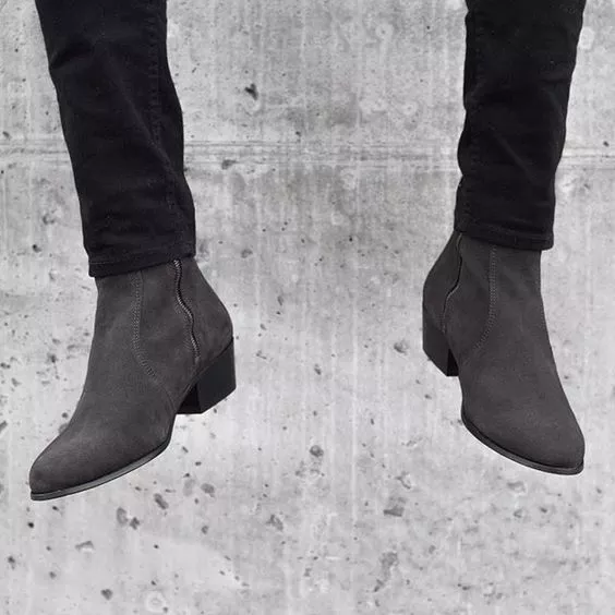 Dark gray top ankle booties