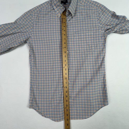 J. Crew Herren Small Slim Langarm Hemd Orange Aqua Navy Kariert Slim H - Bild 8 von 14