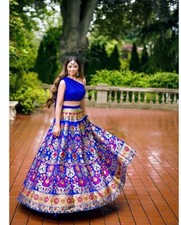 Presenting New Blue Banarasi Silk Lehenga Choli For Engagement