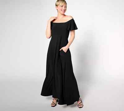 Attitudes by Renee Jersey Flutter Sleeve Maxi Dress Black Petite Small A637010 | eBay Attitudes by Renee Jersey Flutter Sleeve Maxi Dress Black Petite Small A637010 | eBay