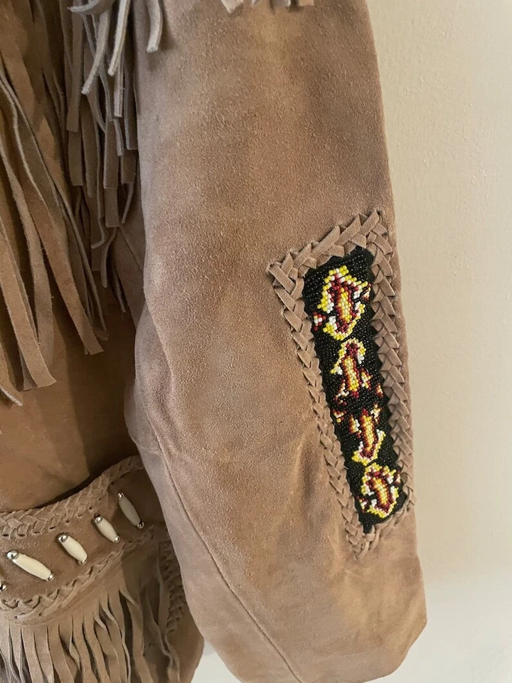 Mens Buckskin Leather Suede Jacket Fringes Deerskin Mountain Man Native American - Image 4 of 4