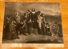 Original Landing of the Pilgrim Fathers John McRae Engraving