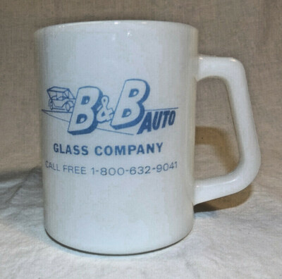 FEDERAL B&B AUTO GLASS COMPANY Advertising Milkglass coffee MUG B & B milk glass