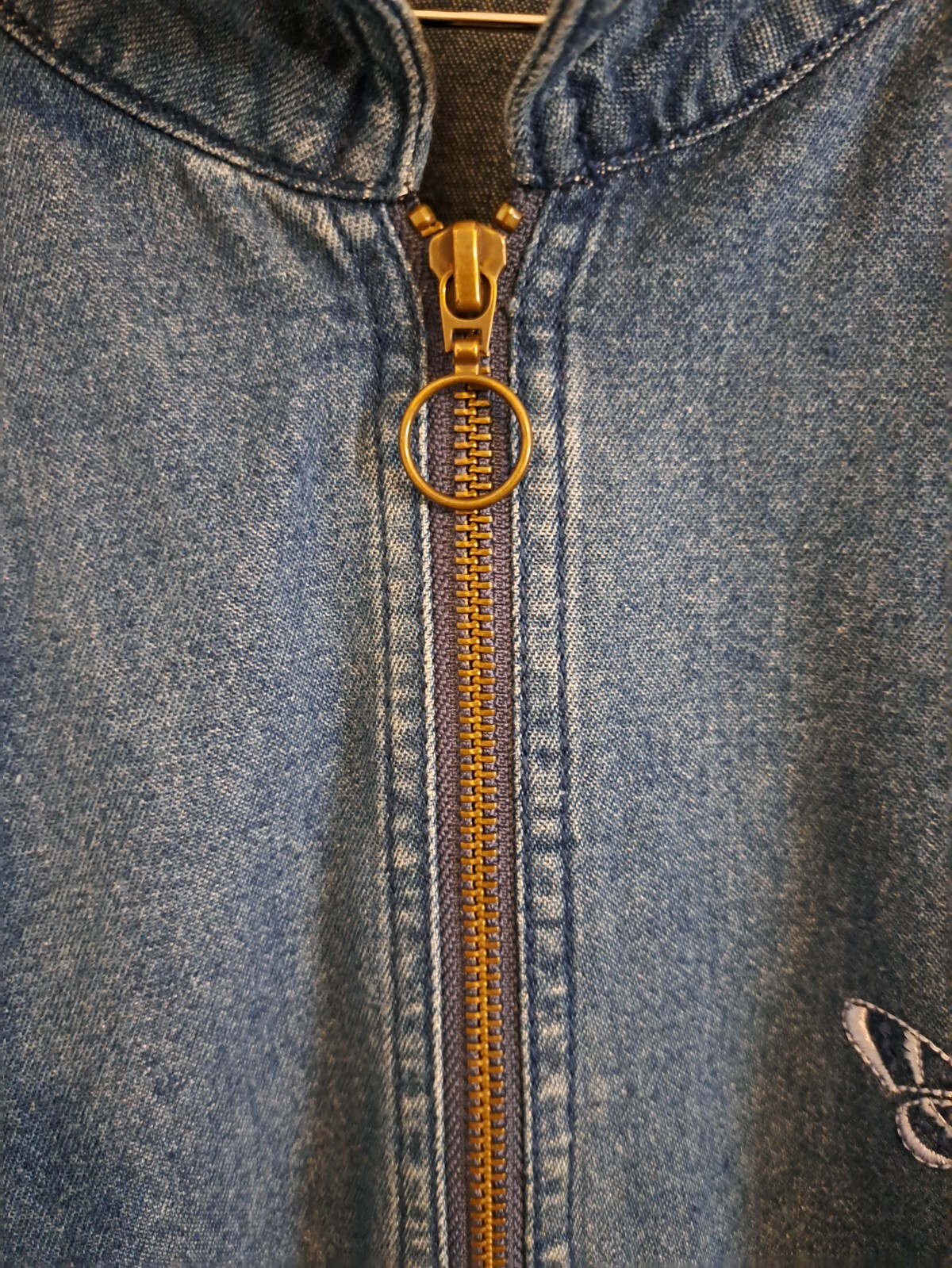 Vtg BASIC EDITIONS Denim Chore Jacket Womens 2X Z… - image 7