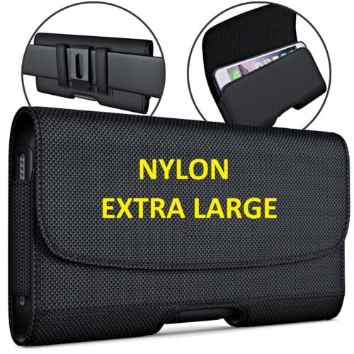 Étui étui pour téléphone portable XL en nylon support ceinture avec sac de transport à clip pour iPhone - Photo 1 sur 9